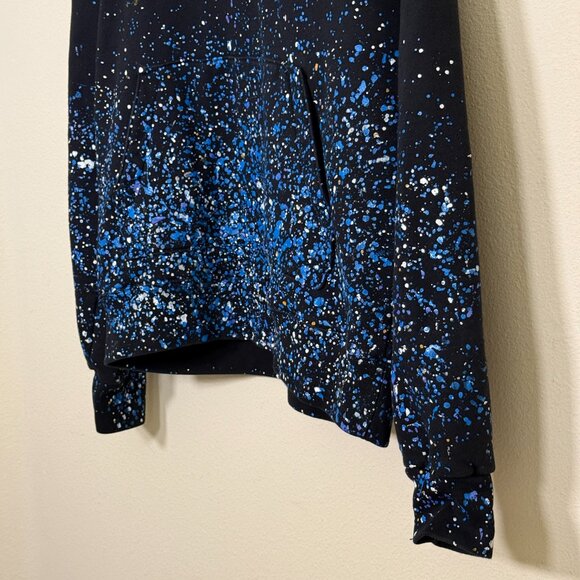 AMIRI Hoodie Crystal Painter  - Black  Hoodie with Blue & White Splatter Design - Picture 3 of 9